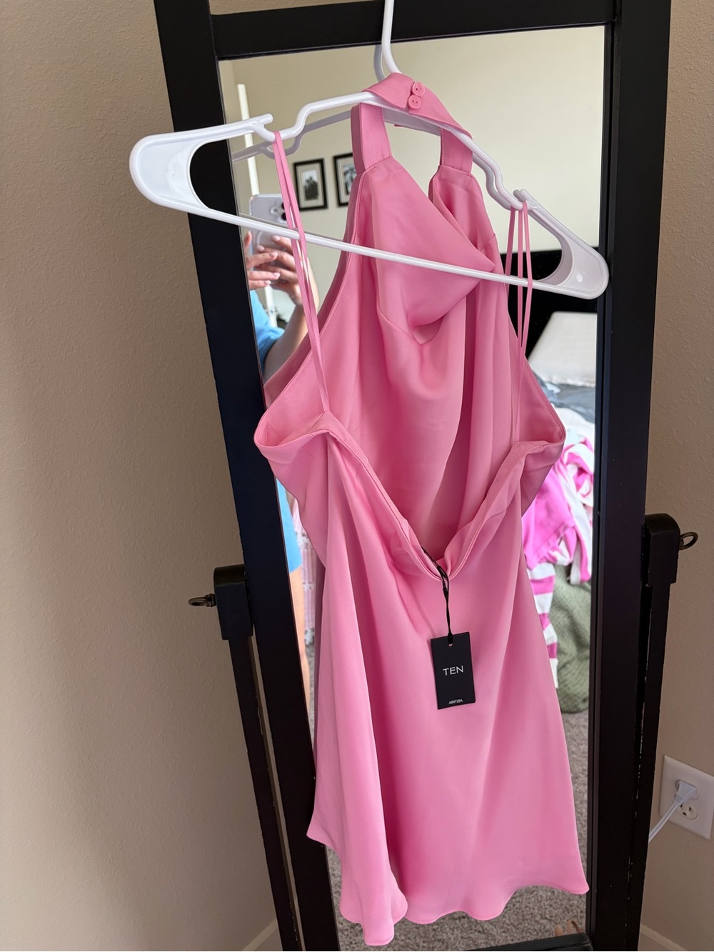Aritzia Satin Pink Halter Mini Dress - Picture 6 of 9